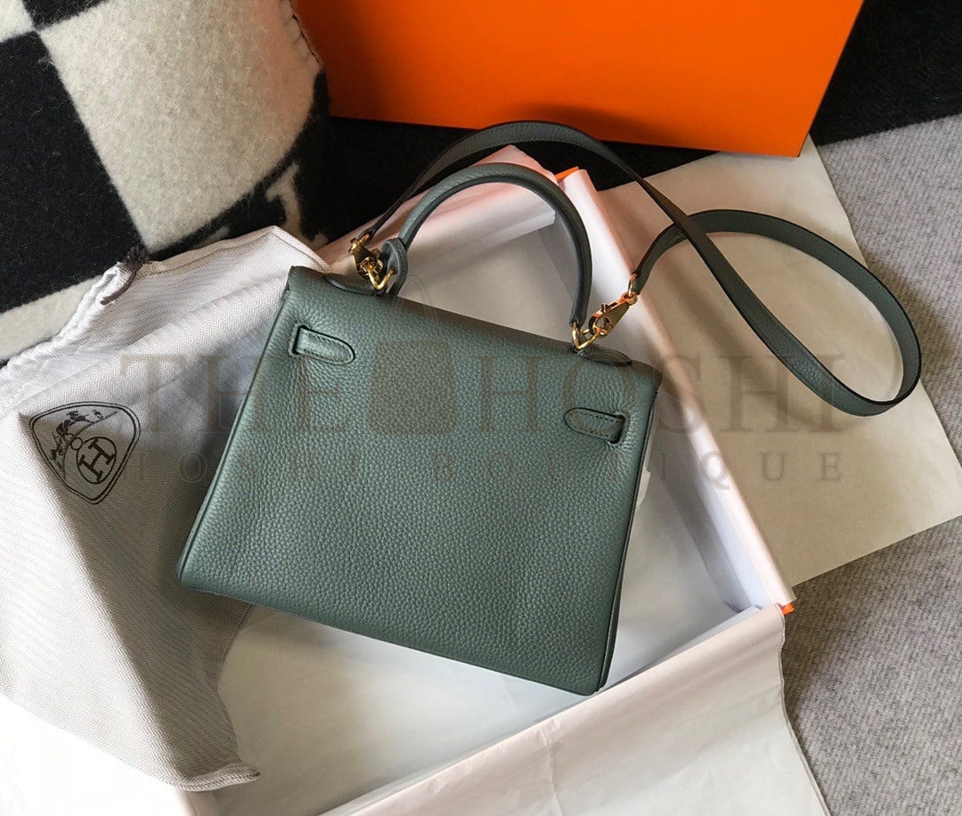 H**me5 Kelly 28cm Retourne Bag in Vert Amande Clemence Leather GHW Master Quality