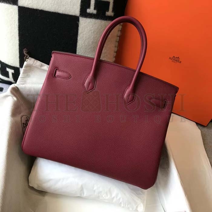 H**me5 Women Birkin 30 Bag in Epsom Leather with Gold Hardware-Maroon Master Quality