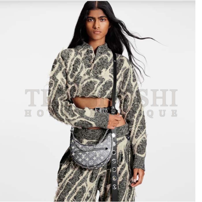 L0vis Vvtt0n LV Women Loop PM Bag Gray Denim Textile Jacquard Master Quality