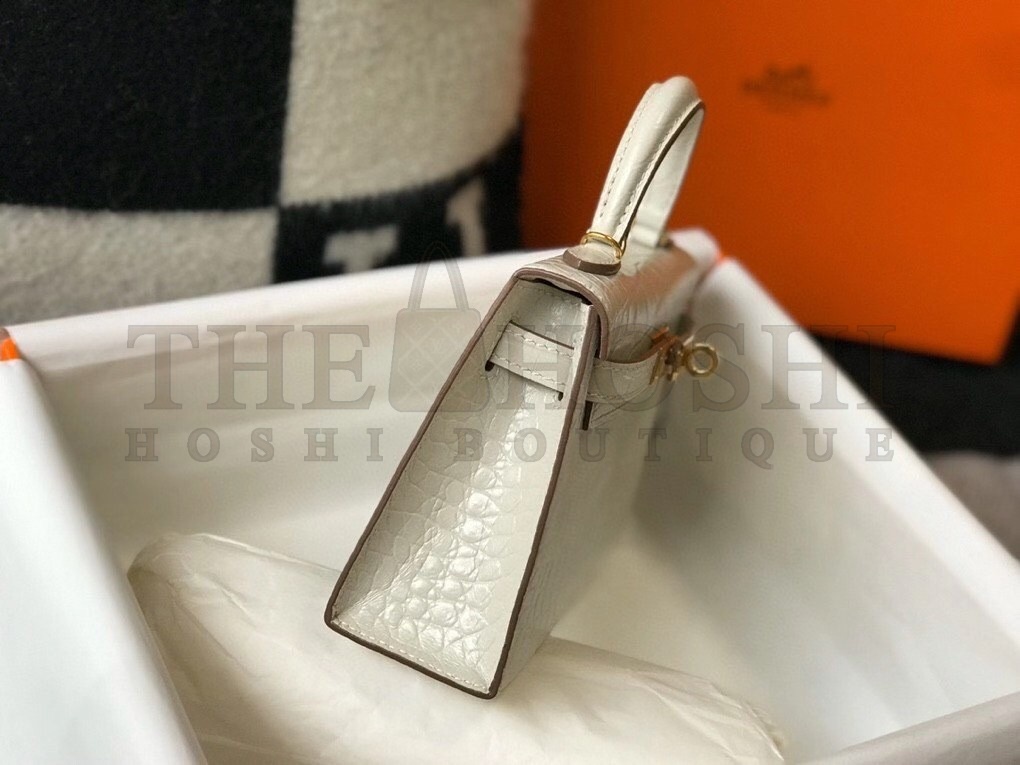 H**me5 Kelly Mini II Bag In Beton Embossed Crocodile Calfskin Master Quality