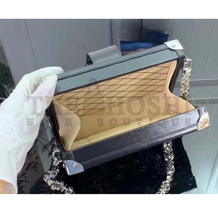 L0vis Vvtt0n LV Women Petite Malle Handbag Gray Denim Textile Jacquard Master Quality