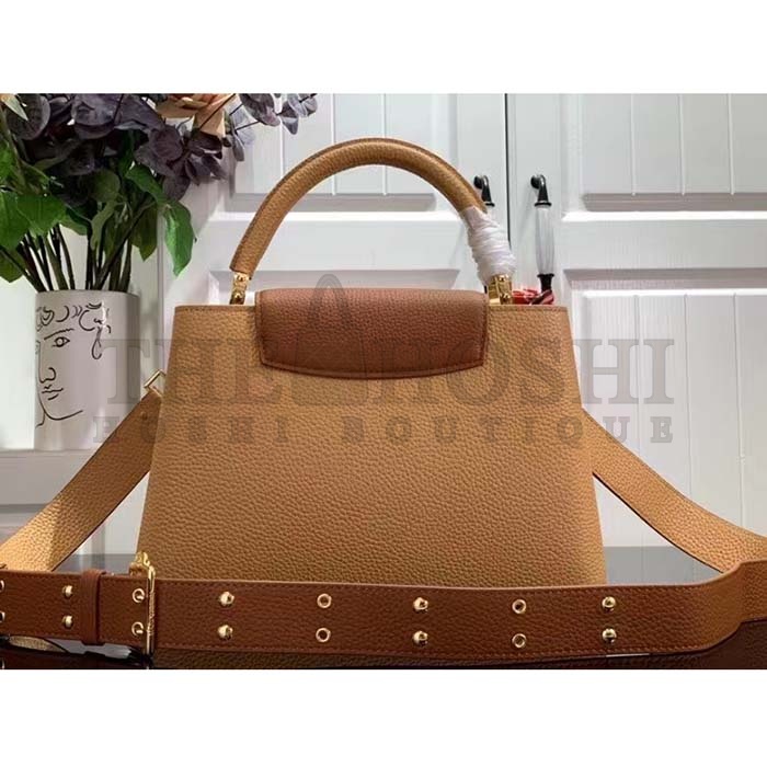 L0vis Vvtt0n LV Women Capucines MM Handbag Arizona Brown Cognac Taurillon Leather Master Quality