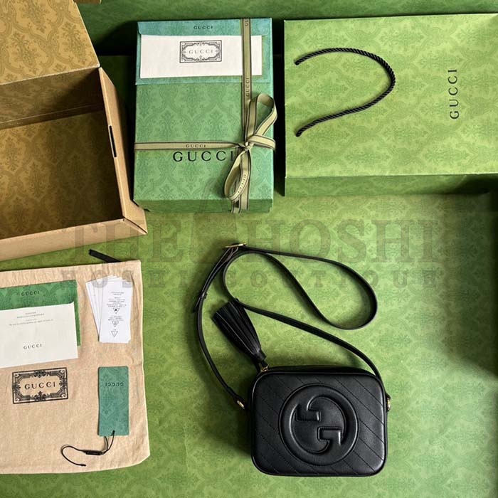 Gvc*1 Women GG Blondie Small Shoulder Bag Black Leather Round Interlocking G Master Quality