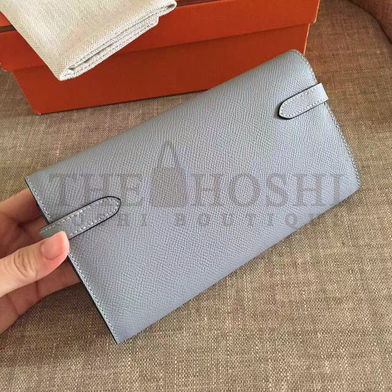 H**me5 Kelly Classic Long Wallet In Ciel Epsom Leather Master Quality