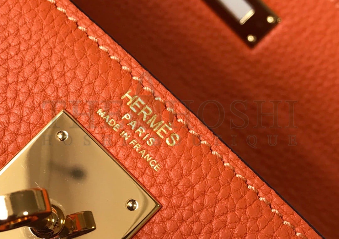 H**me5 Kelly 32cm Retourne Bag in Orange Clemence Leather GHW Master Quality