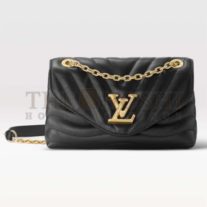 L0vis Vvtt0n LV Women New Wave Chain Bag MM Handbag Black Smooth Cowhide Master Quality