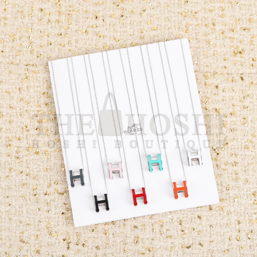 Herme* H**me5 Enameled Curved H Necklace Master Quality