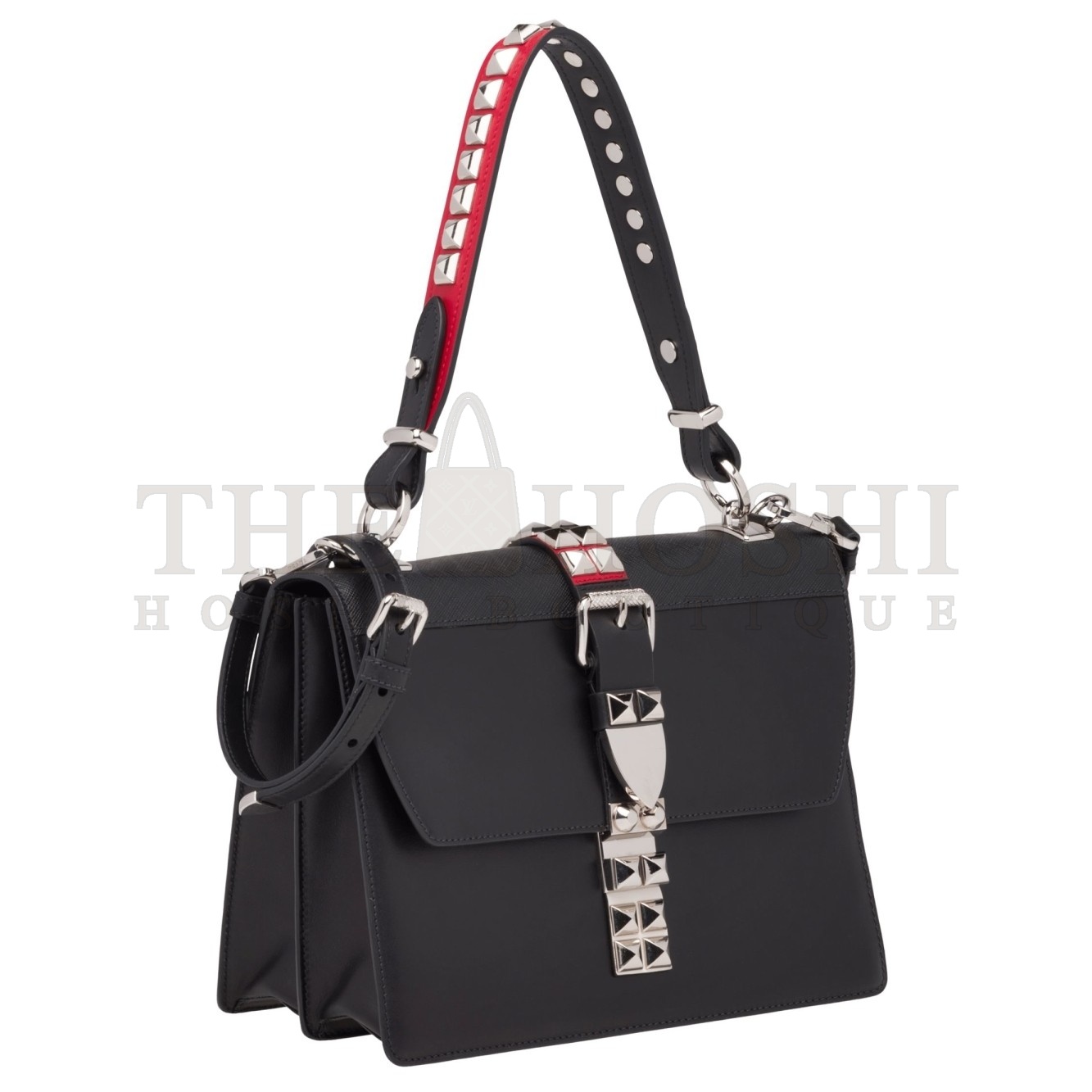 Pra*a Elektra Shoulder Bag In Black Calfskin Master Quality