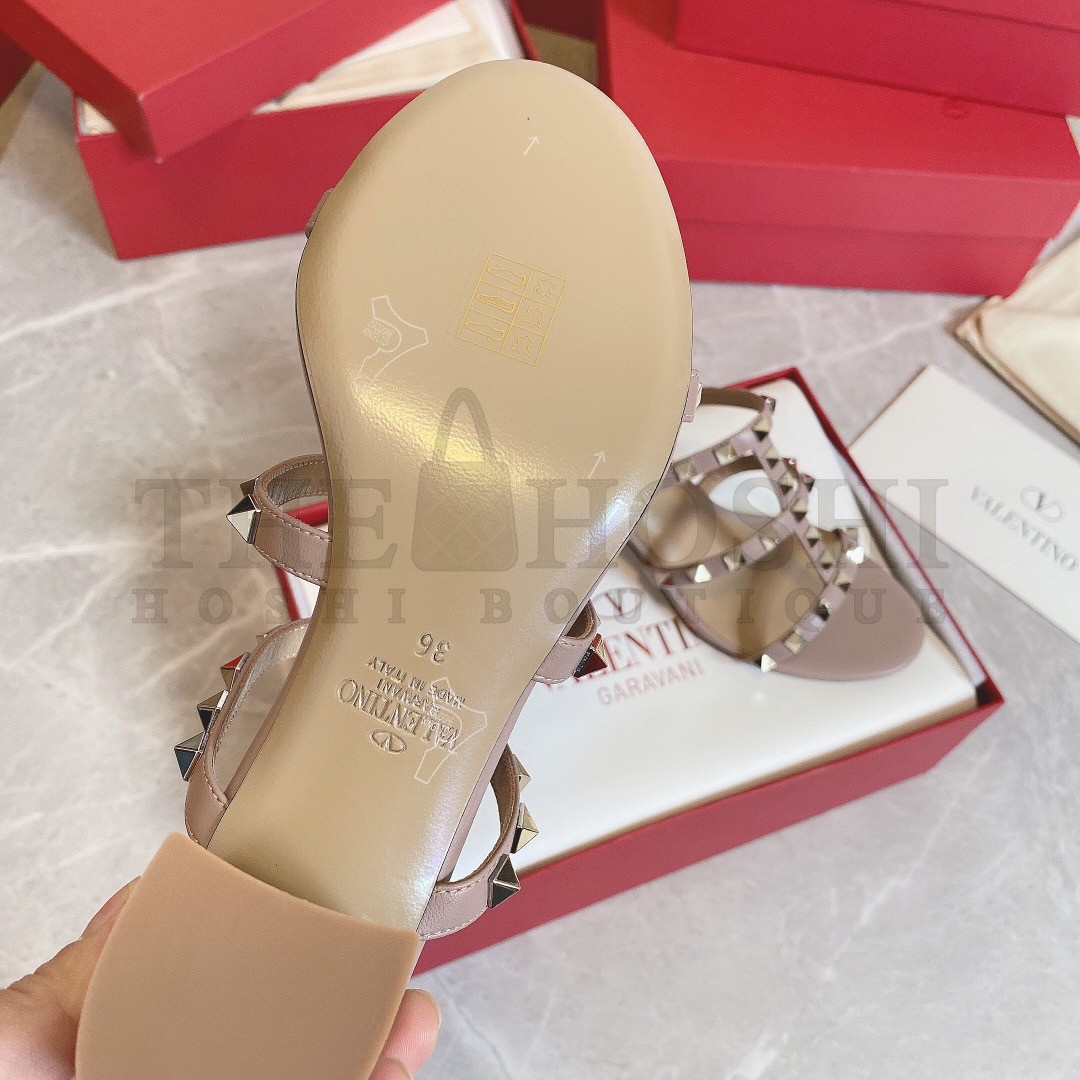 Va1e*ntin0 Rockstud Slide Sandals 60mm In Poudre Calfskin Master Quality