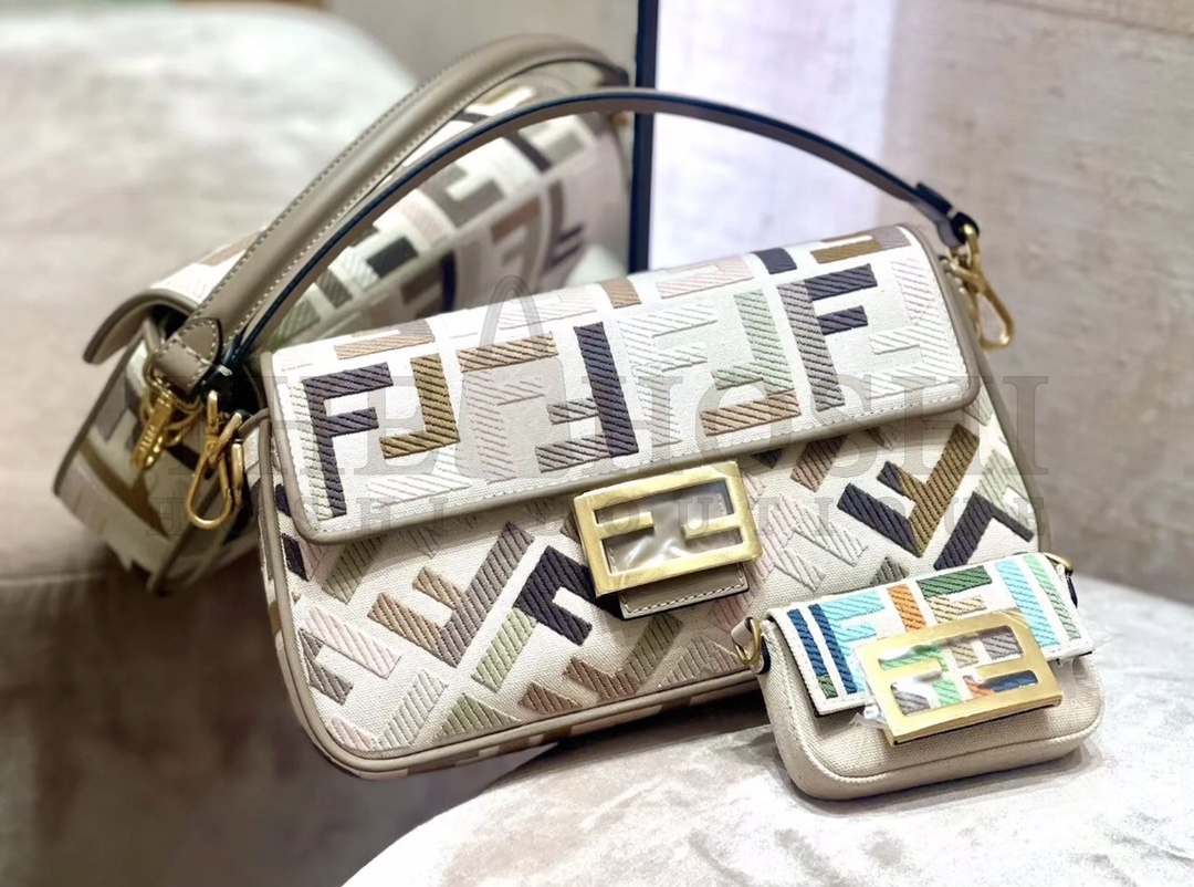 F**di Embroidered Baguette Bag - Multicolor FF Pattern Master Quality