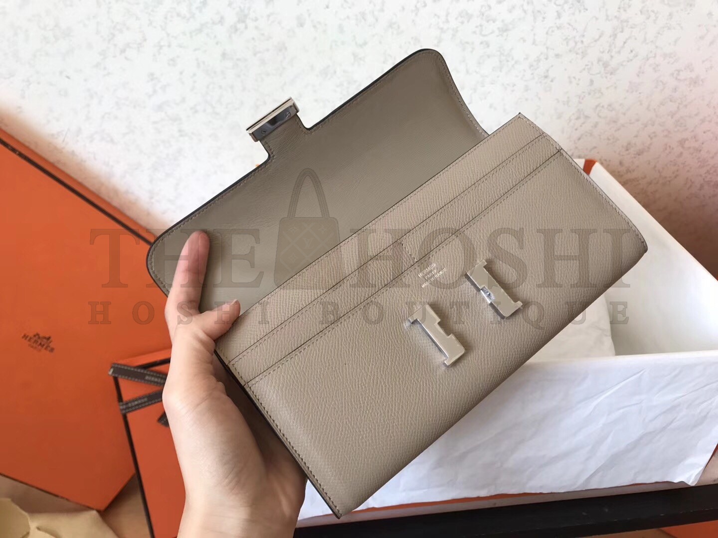 H**me5 Grey Epsom Constance Long Wallet Master Quality