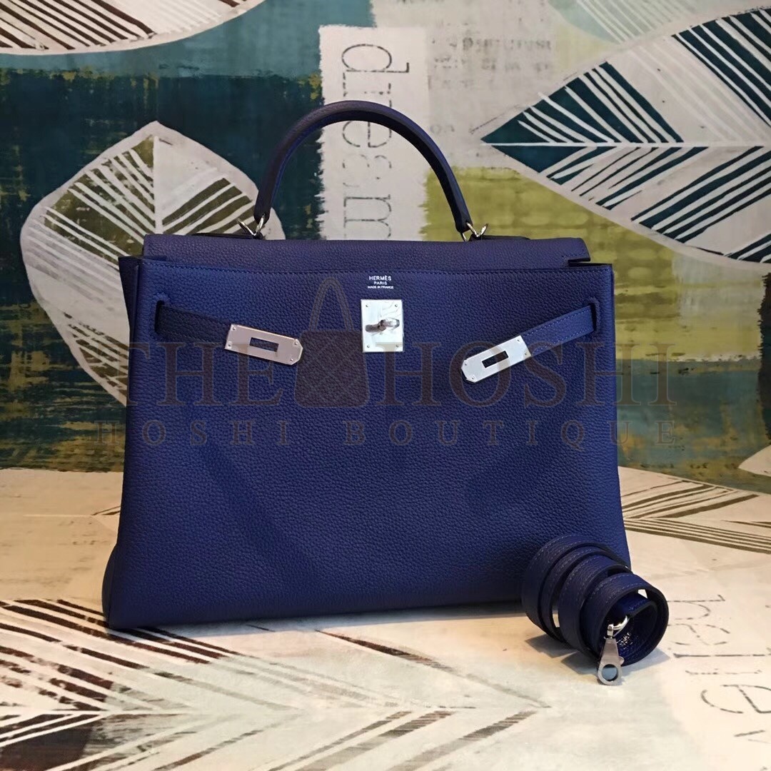 H**me5 Blue Clemence Kelly 35cm Handmade Bag Master Quality