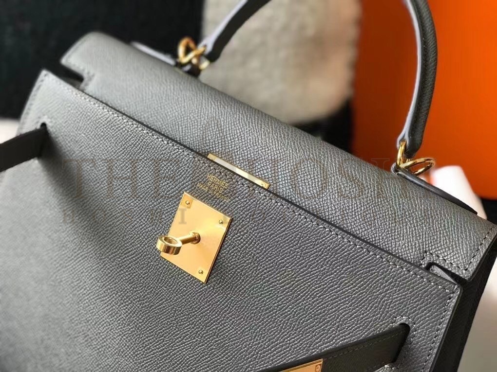 H**me5 Kelly 28cm Sellier Bag In Ardoise Epsom Leather Master Quality