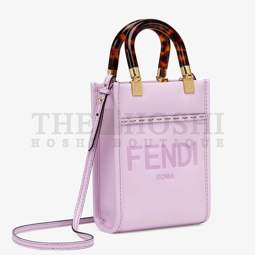 F**di Mini Sunshine Shopper Bag In Lilas Leather Master Quality