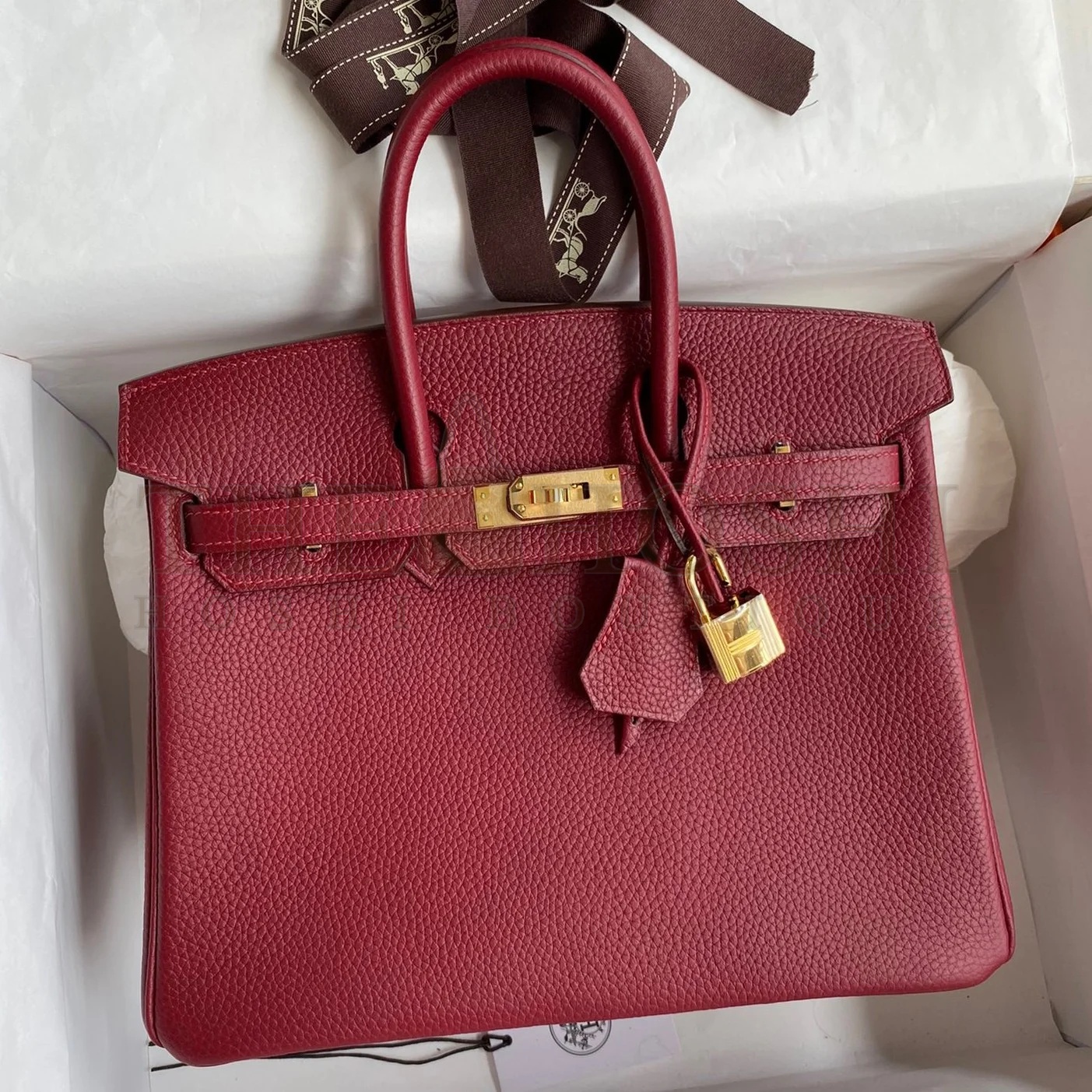 H**me5 Birkin 25 Retourne Handmade Bag In Bordeaux Clemence Leather Master Quality
