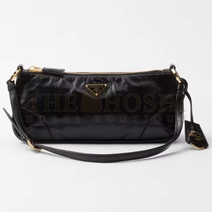 Pra*a Women Re-Edition 2002 Re-Nylon Brushed Leather Shoulder Bag Black Master Quality