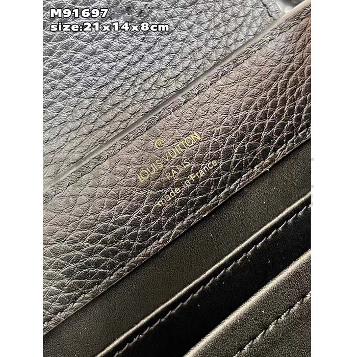 L0vis Vvtt0n LV Women Capucines Mini Handbag Black Taurillon Cowhide Leather Master Quality