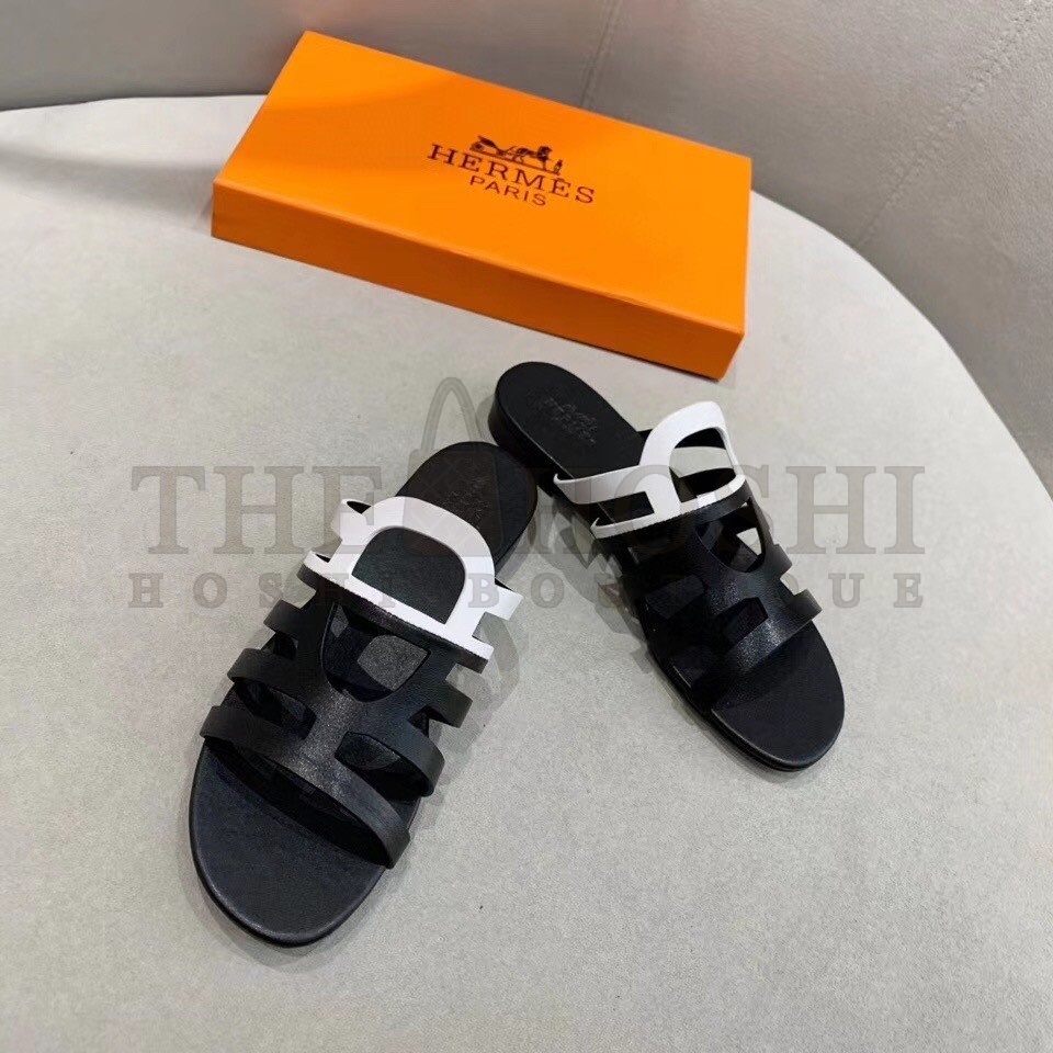 H**me5 Camelia Sandals In Black/White Calfskin Master Quality
