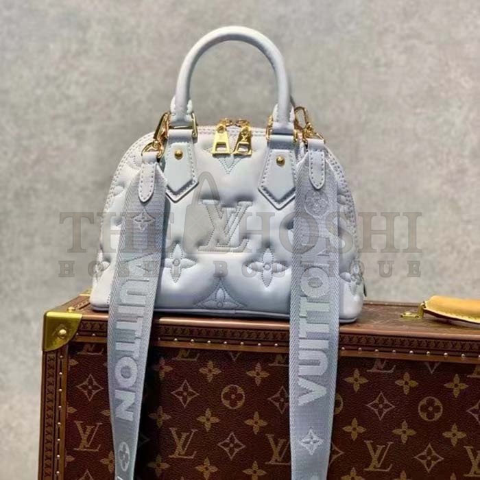 L0vis Vvtt0n LV Women Alma BB Handbag Blue Quilted Embroidered Smooth Calf Leather Master Quality