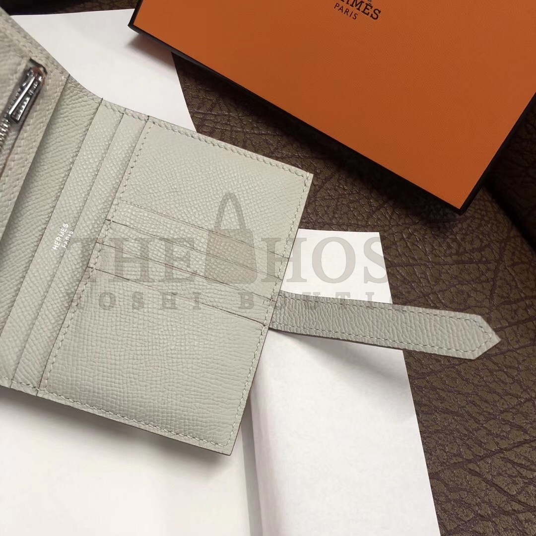 H**me5 Bearn Compact Wallet In Pearl Grey Epsom Leather Master Quality