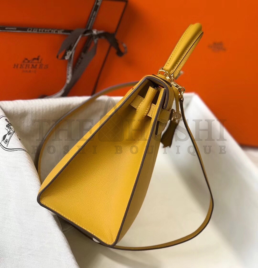 H**me5 Kelly 28cm Sellier Bag In Yellow Epsom Leather Master Quality