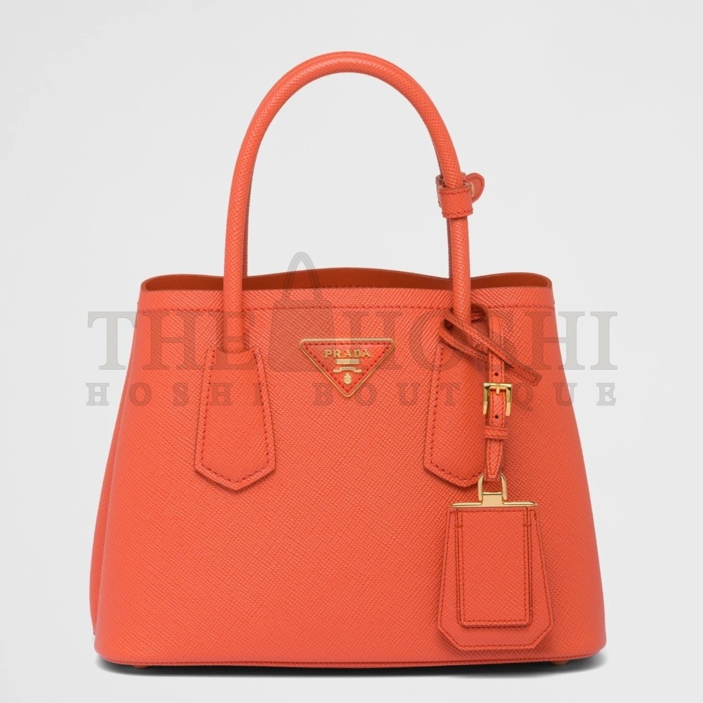 Pra*a Double Mini Bag In Orange Saffiano Leather Master Quality
