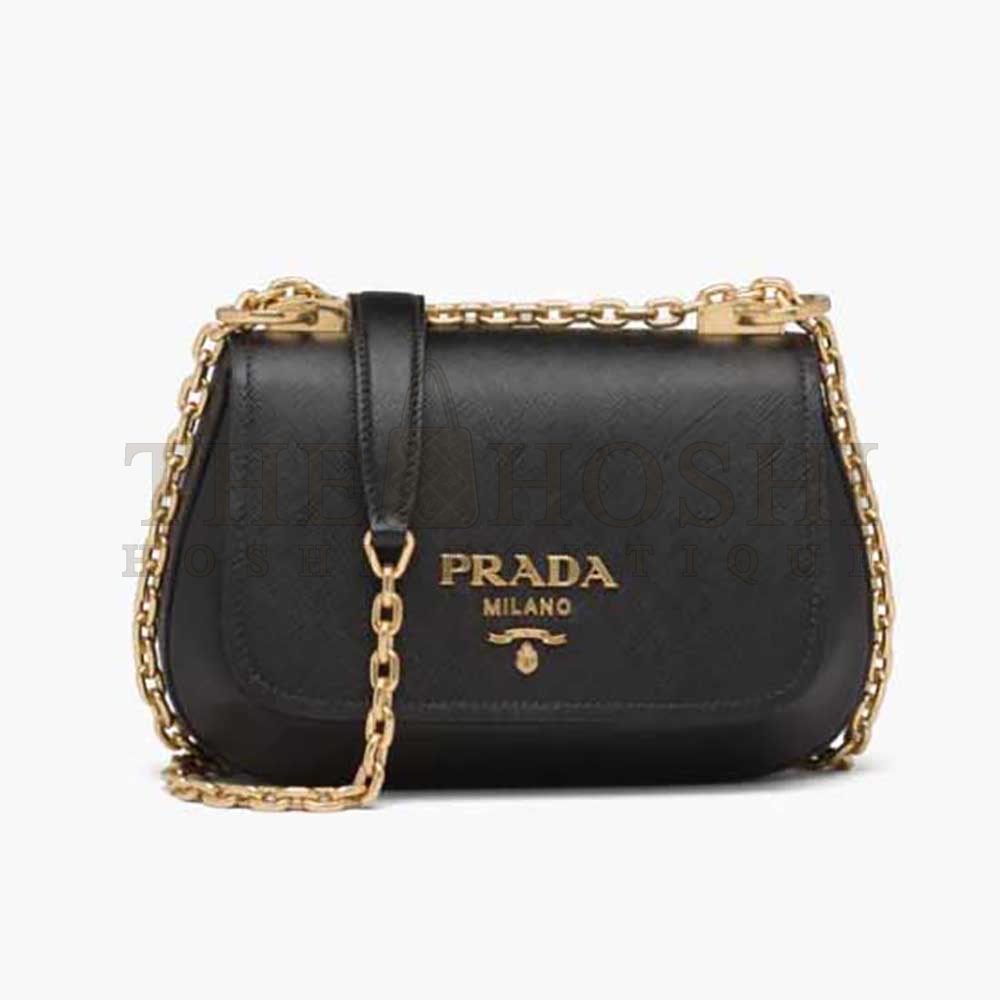 Pra*a Women Saffiano Leather Shoulder Bag-Black Master Quality