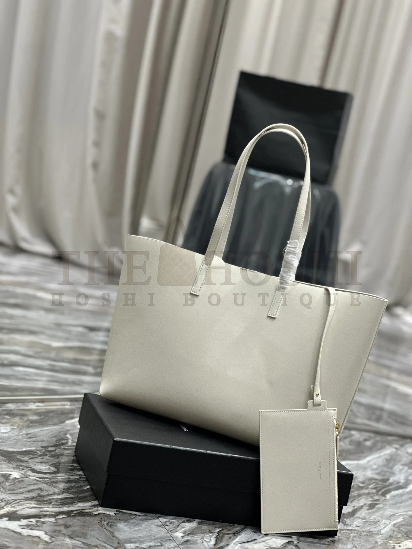 Sa1nt Lau*nt Shopping Tote Bag in White Leather Master Quality