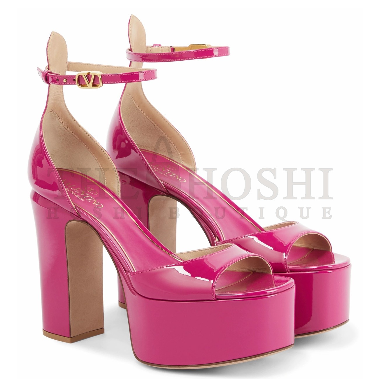 Va1e*ntin0 Tan-Go Platform Sandals 155mm In Rose Red Patent Leather Master Quality