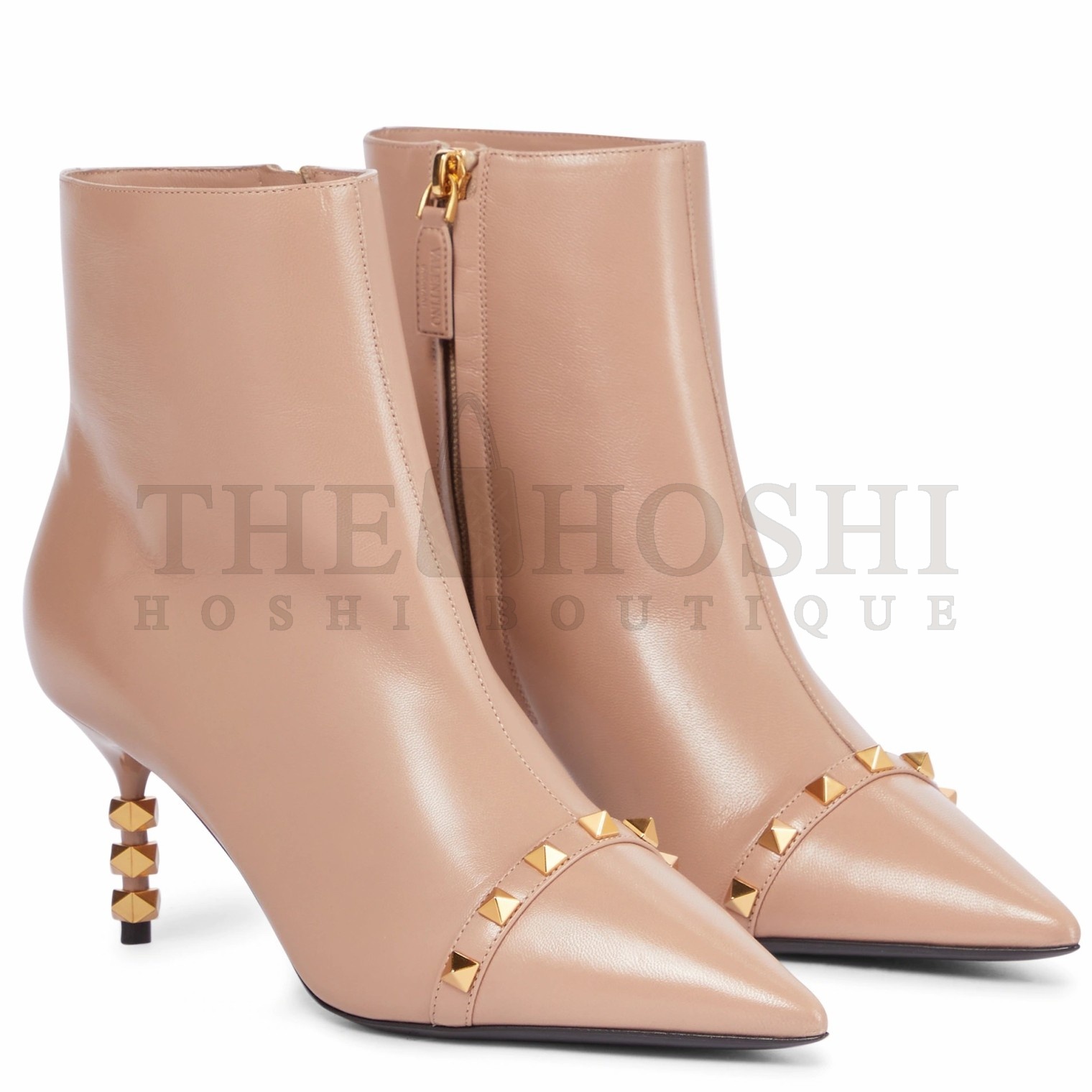 Va1e*ntin0 Nude Rockstud Ankle Boots with Sculpted Heel Master Quality