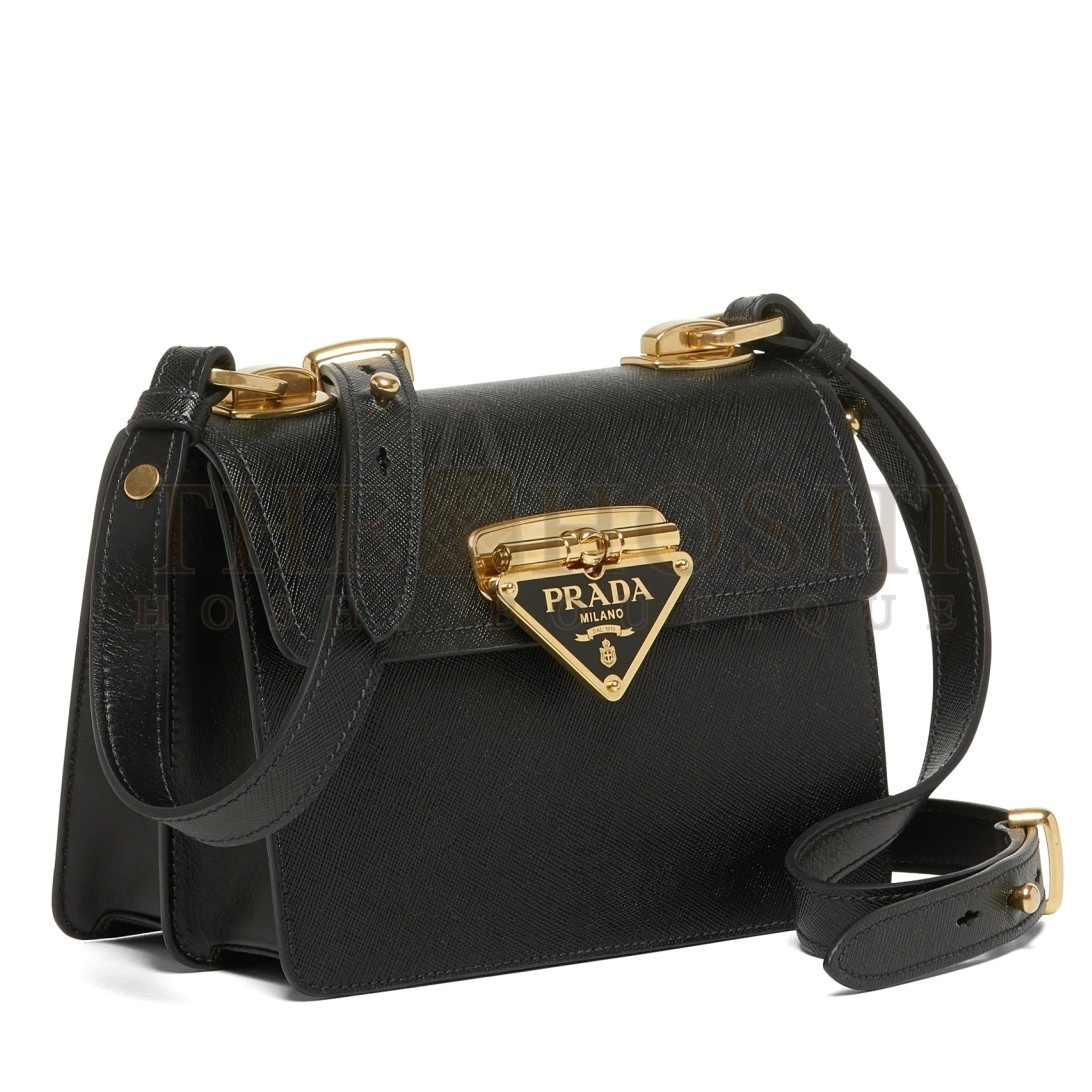 Pra*a Symbole Shoulder Bag In Black Saffiano Leather Master Quality