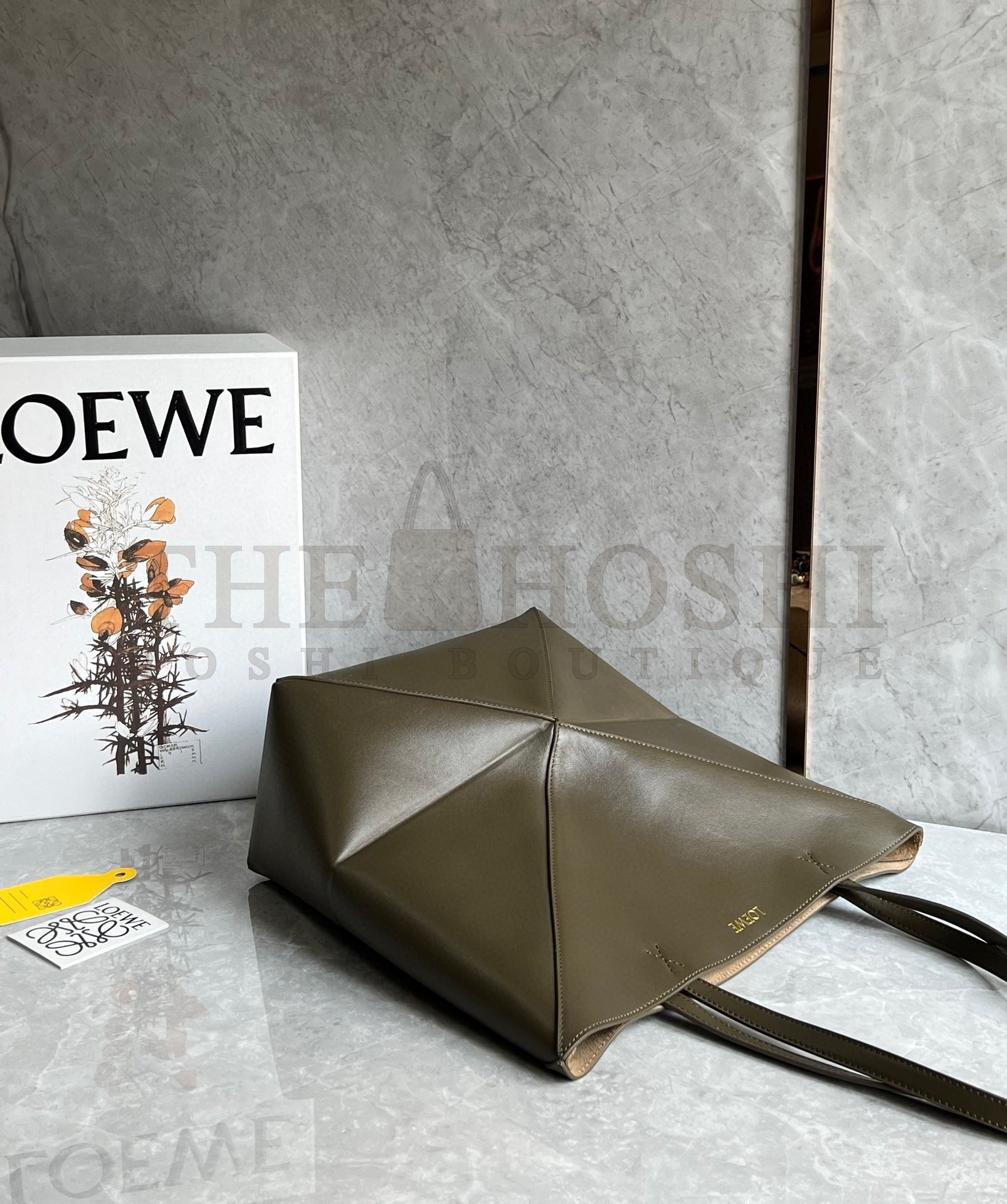 L0ew* Medium Puzzle Fold Tote Bag in Dark Green Calfskin Master Quality