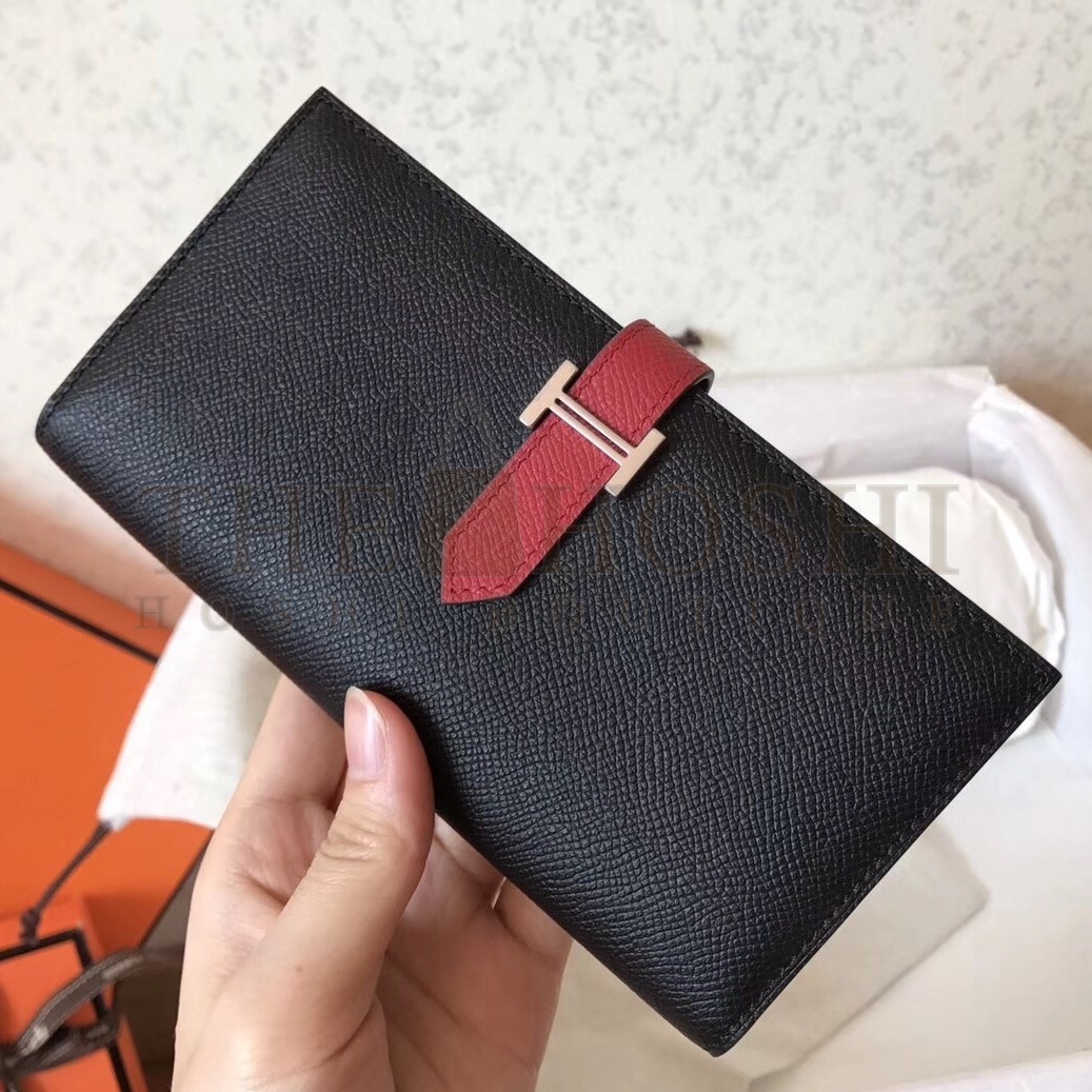 H**me5 Bi-Color Epsom Bearn Wallet Black/Ruby Master Quality