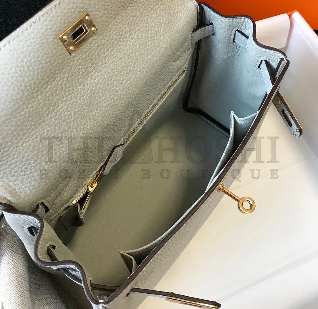 H**me5 Kelly 32cm Retourne Bag in Pearl Grey Clemence Leather GHW Master Quality
