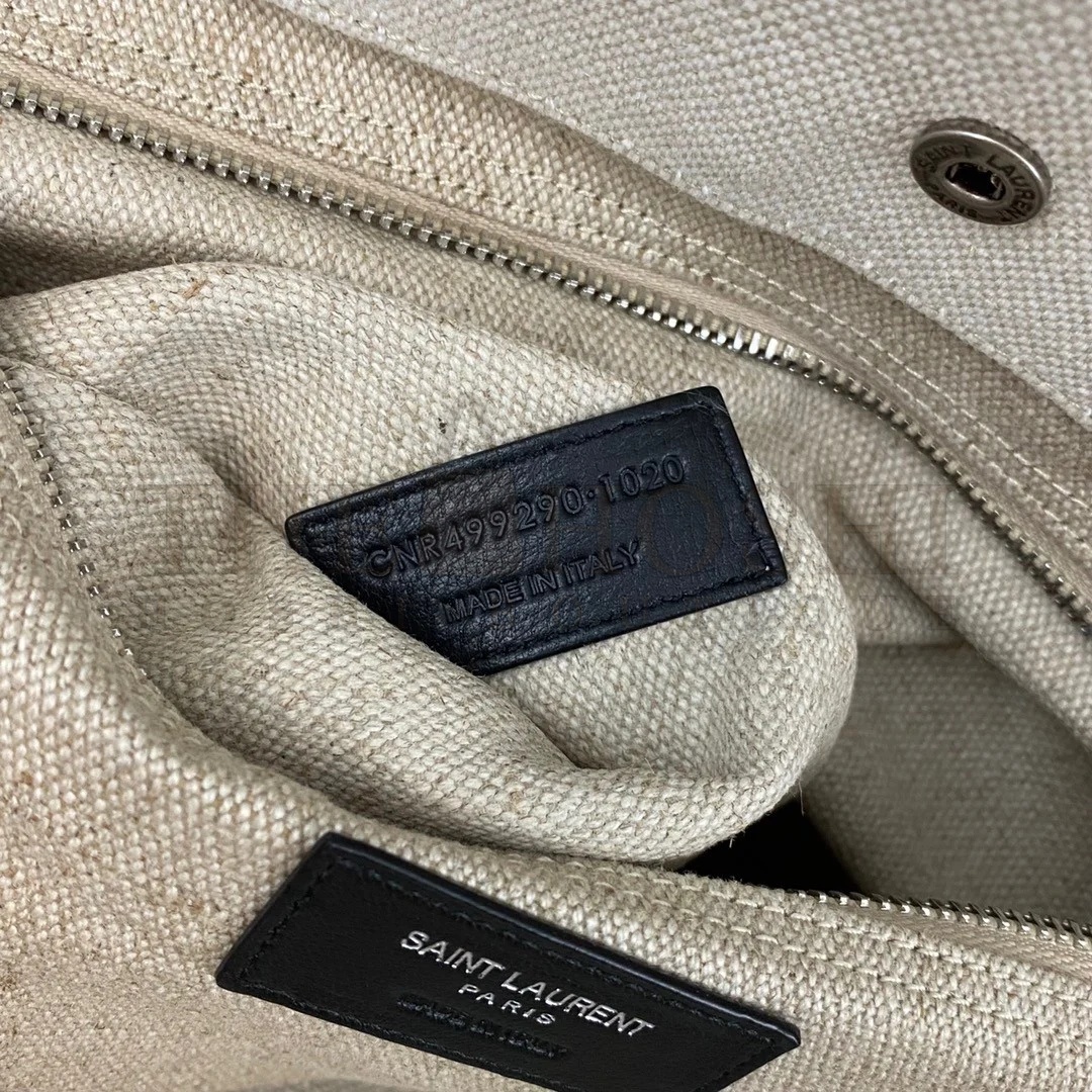 Sa1nt Lau*nt Rive Gauche Tote Bag in White Linen and Black Leather Master Quality