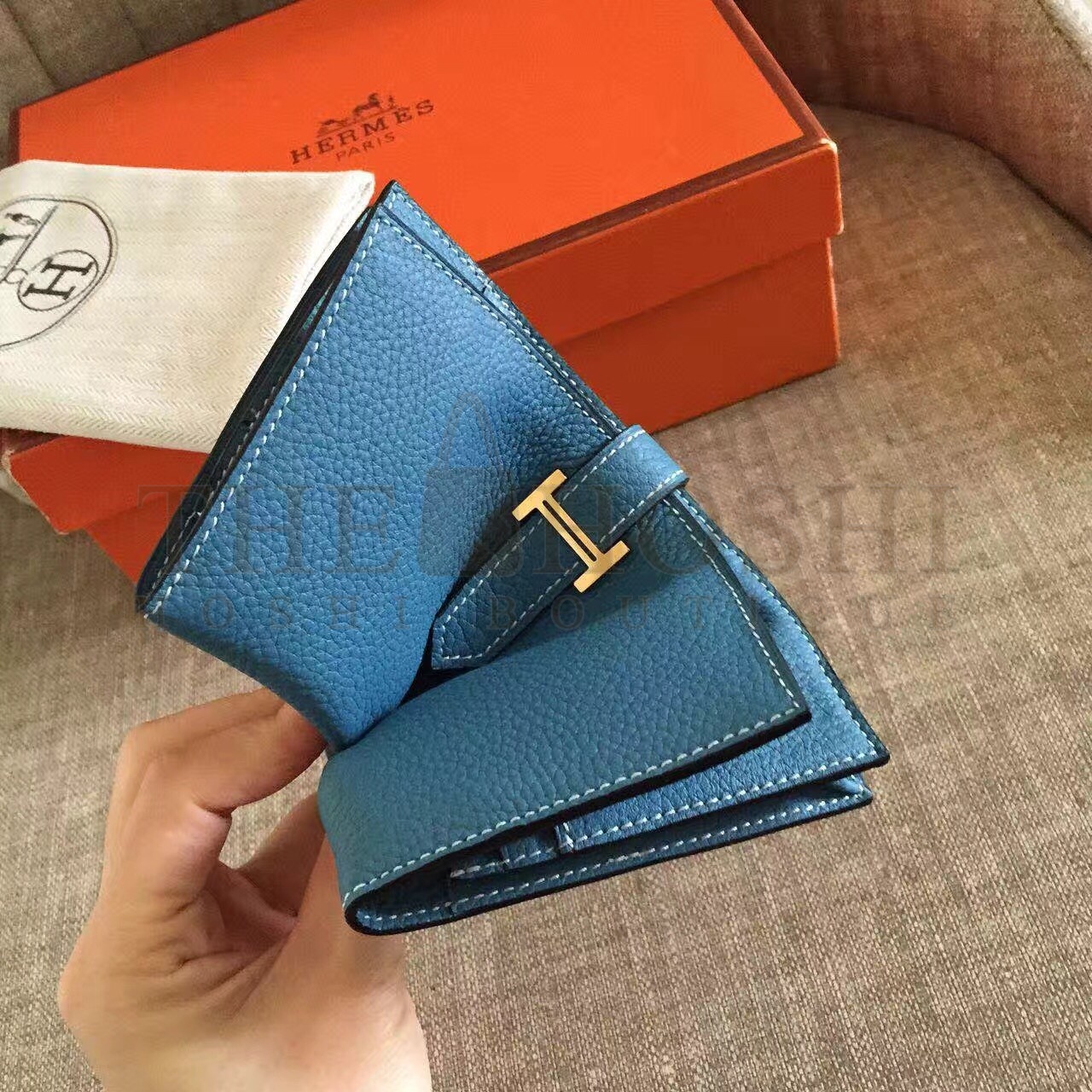 H**me5 Blue Jean Clemence Bearn Gusset Wallet Master Quality