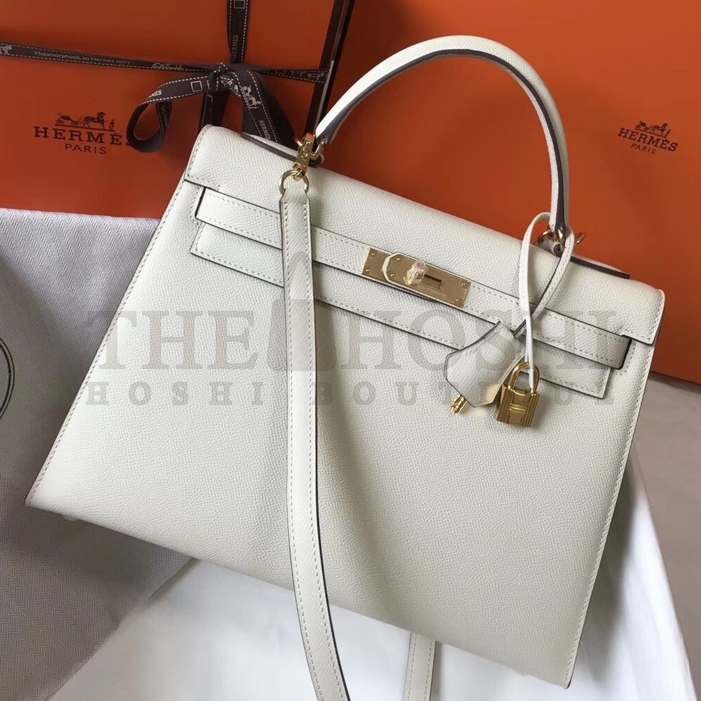 H**me5 White Epsom Kelly 32cm Sellier Bag Master Quality