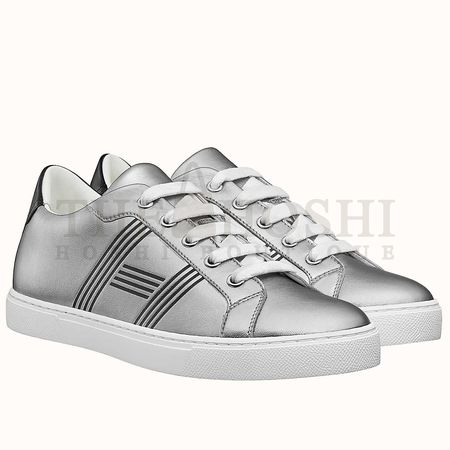 H**me5 Avantage Sneakers In Grey Metallic Leather Master Quality