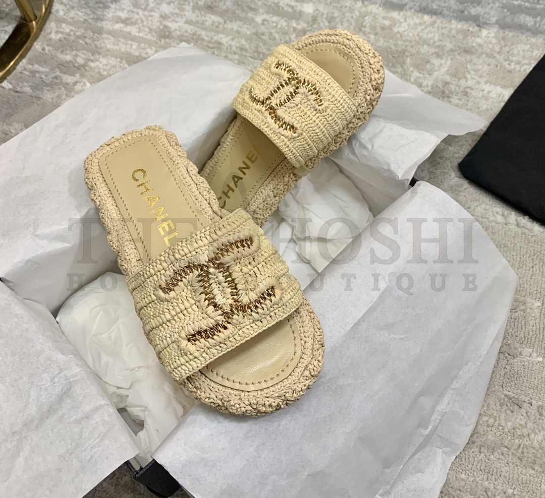 Ch**el CC Logo Woven Slippers 2cm Heel Master Quality