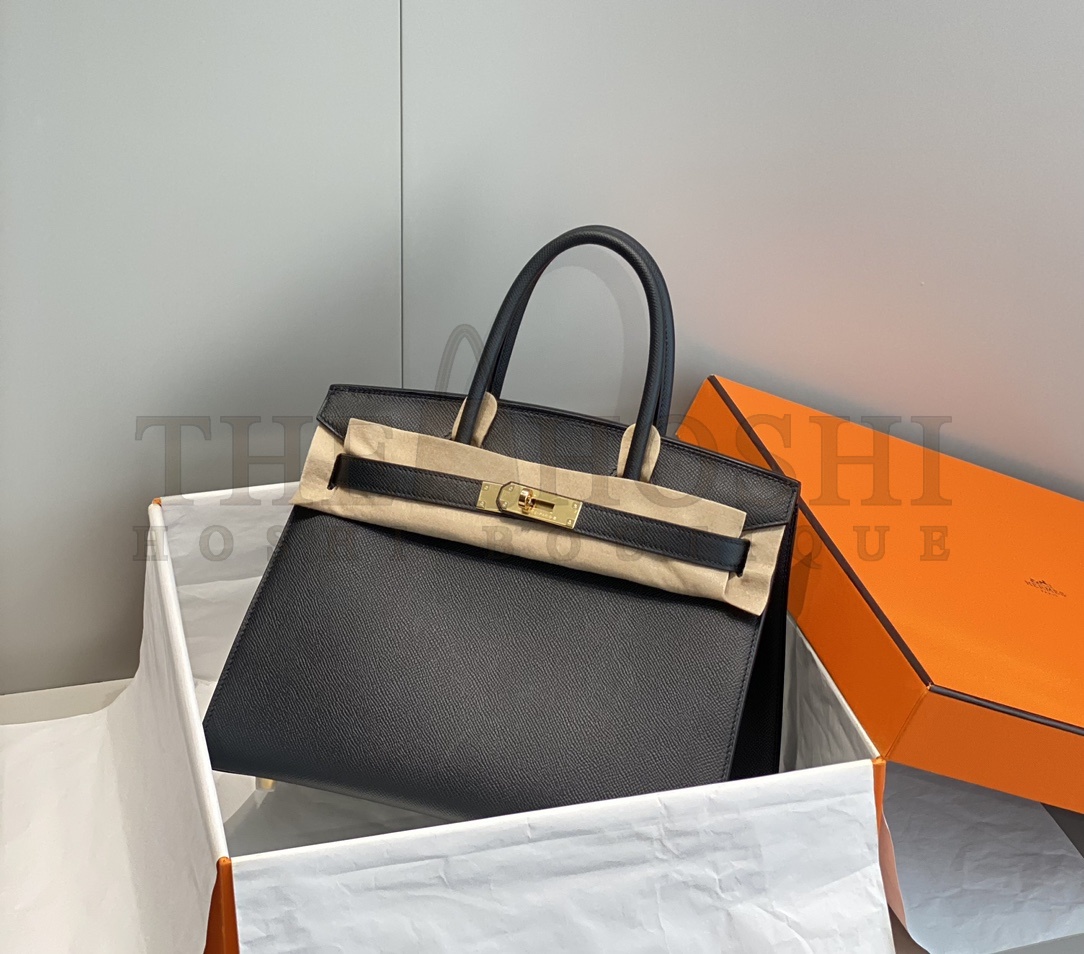 H**me5  Birkin Bag 30cm Epsom Leather Black Gold Hardware Master Quality