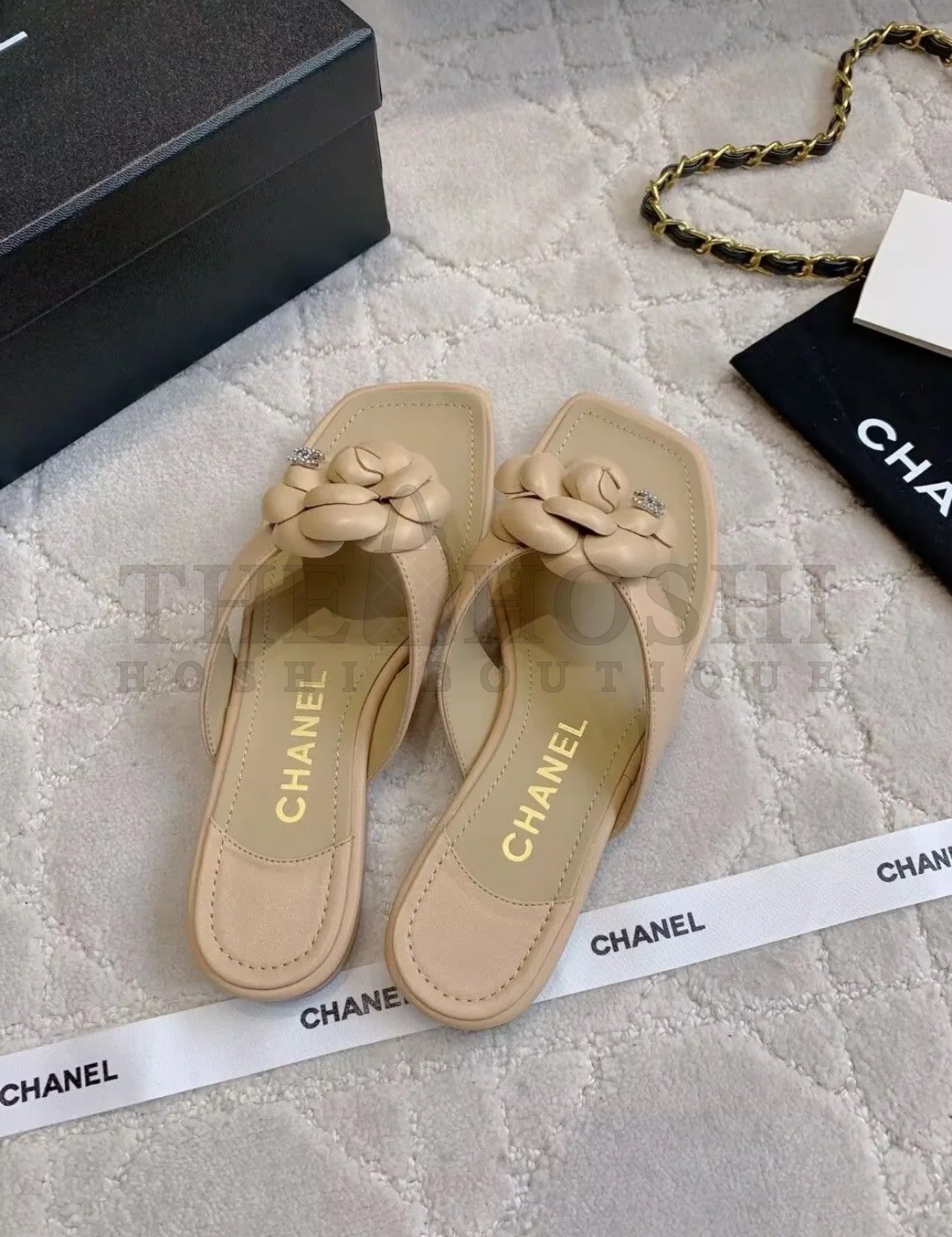 Ch**el Camellia Flower Slide Sandals Flat Slippers Master Quality