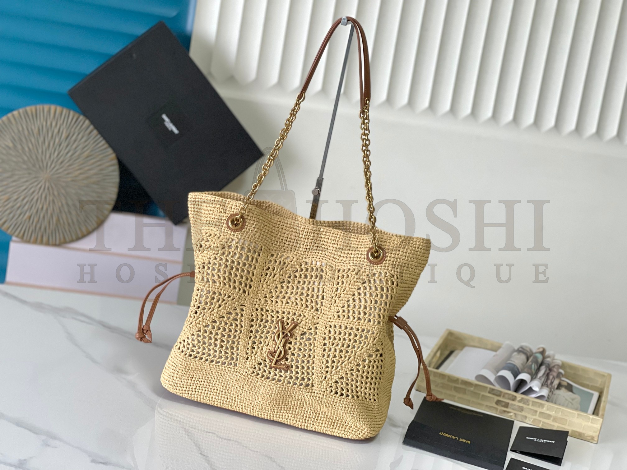 Sa1nt Lau*nt Y51 Jamie Tote Bag Raffia Woven 35x35x10cm 809824 Master Quality