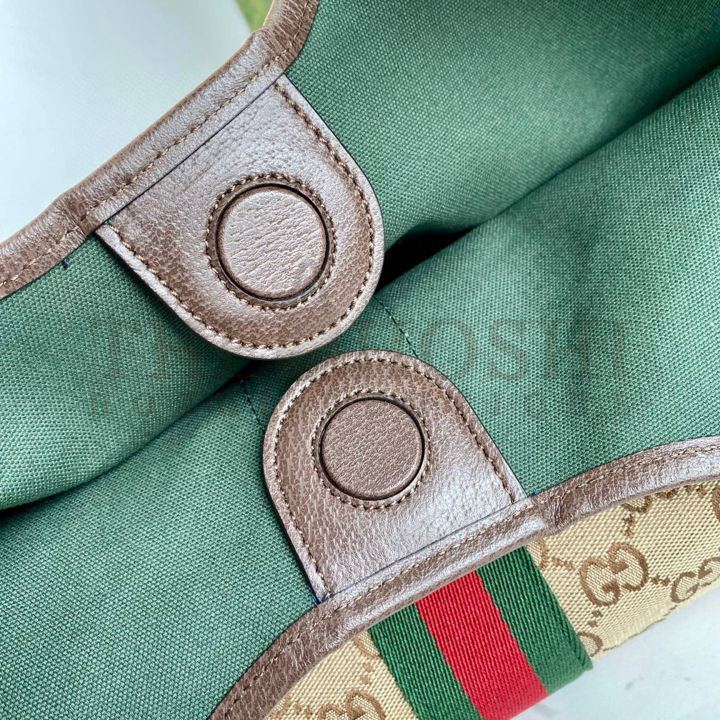 Gvc*1 Giglio Tote Bag Beige/Deep Brown GG Canvas with Green-Red Web, Removable Pouch, 60 x 47 x 16 cm Master Quality