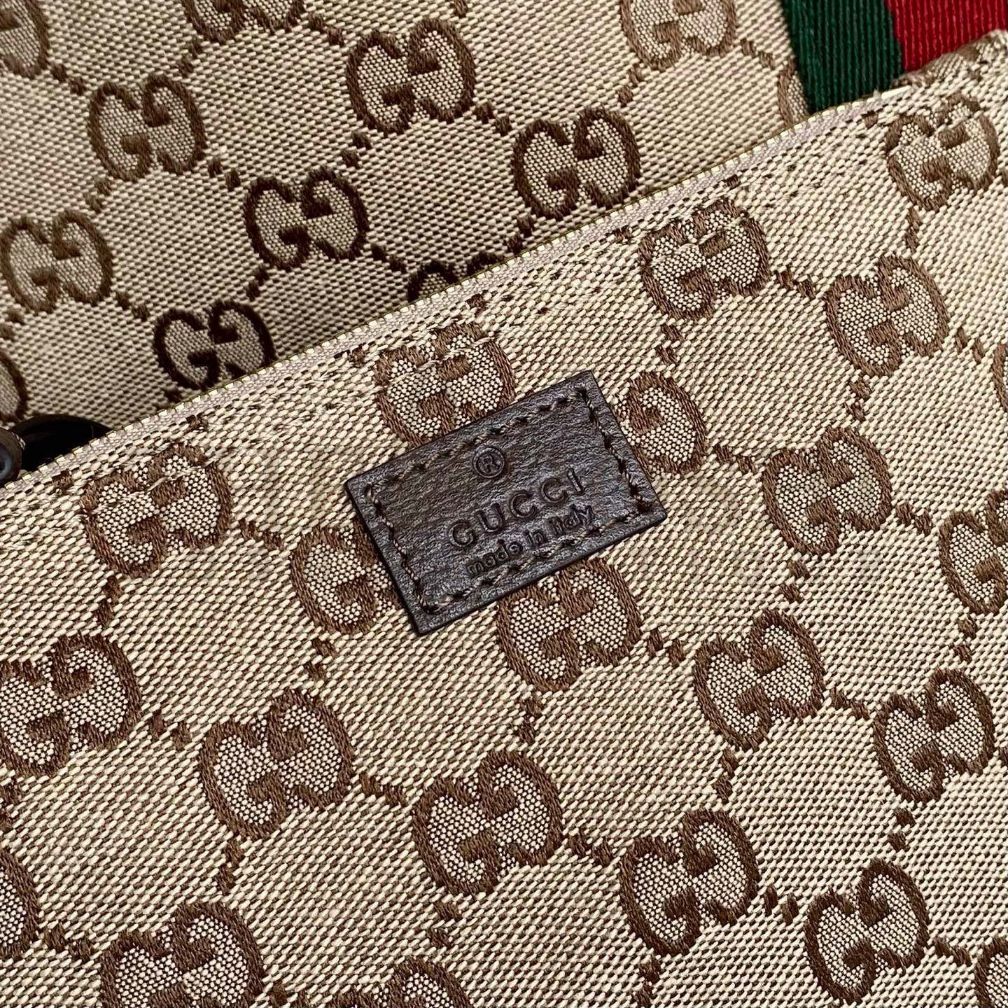 Gvc*1 Giglio Tote Bag Beige/Deep Brown GG Canvas with Green-Red Web, Removable Pouch, 60 x 47 x 16 cm Master Quality