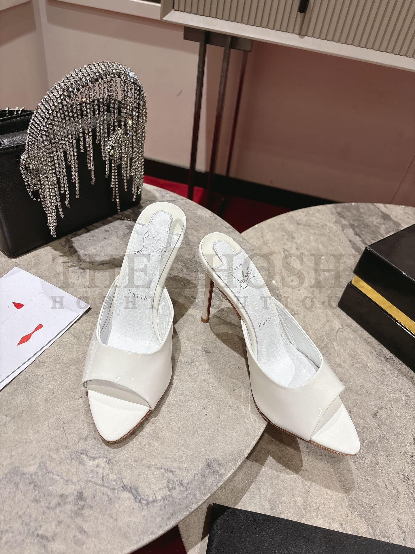 CL Chr1st1an Louboutin Pointed Heels Toe Mule 10cm White Calfskin Leather Master Quality