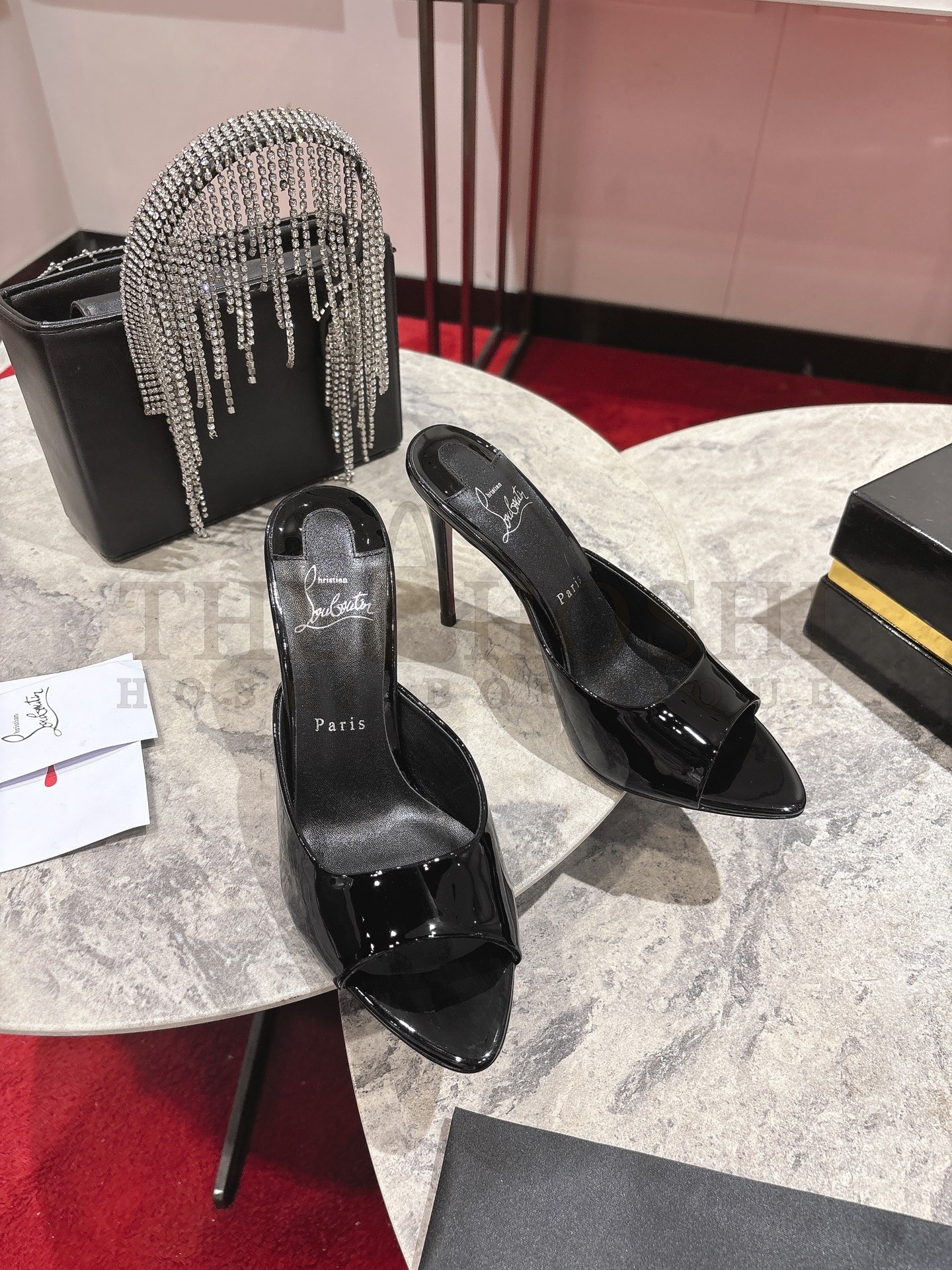 CL Chr1st1an Louboutin Pointed Heels Toe Mule 10cm Black Calfskin Leather Master Quality