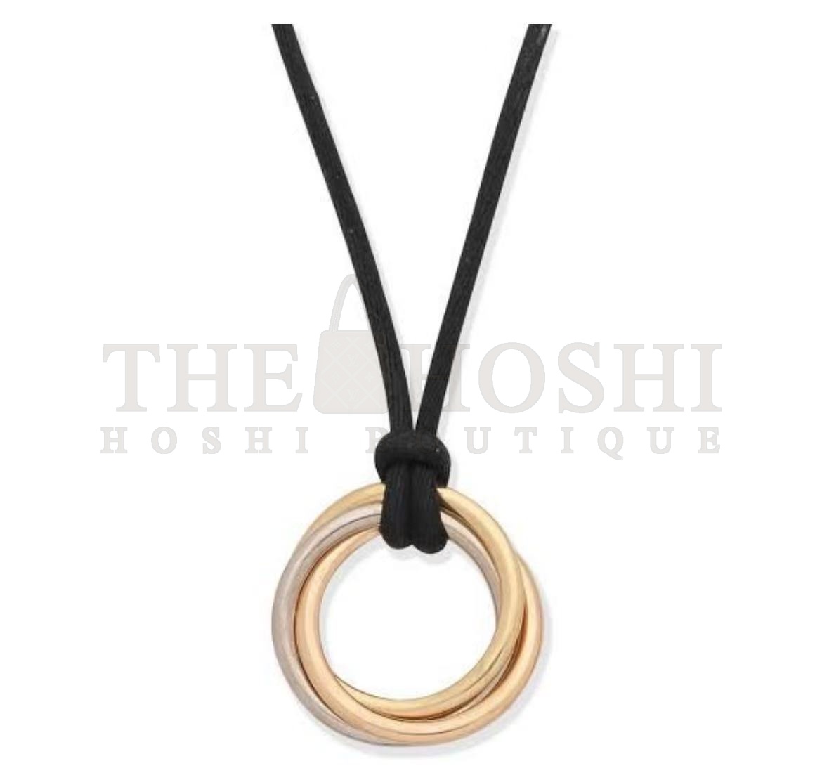 Ca*t1er Trinity Necklace Black Cord K Gold Model Pendant Women Master Quality