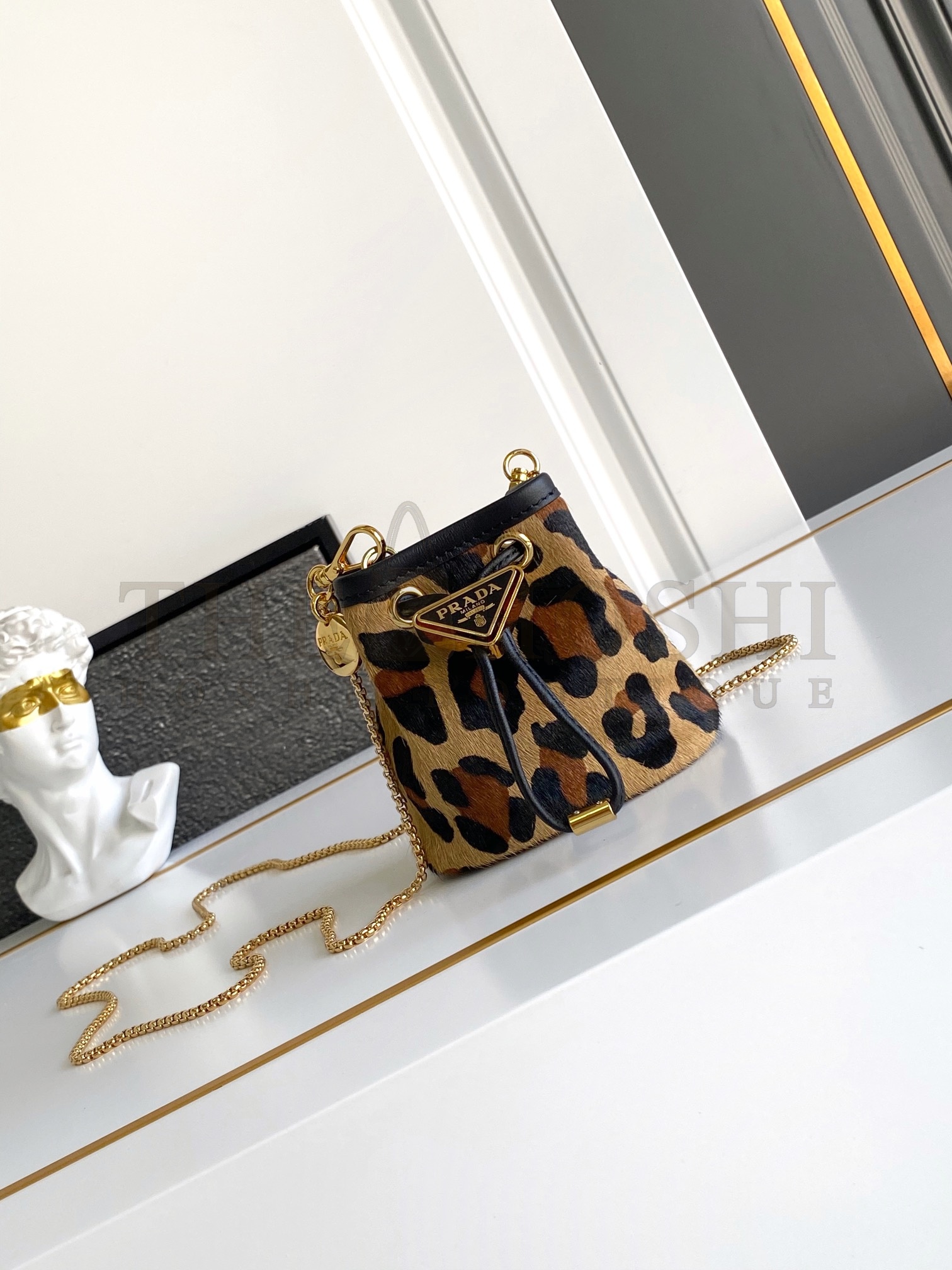 Pra*a PR Mini Leopard Print Bucket Bag Master Quality