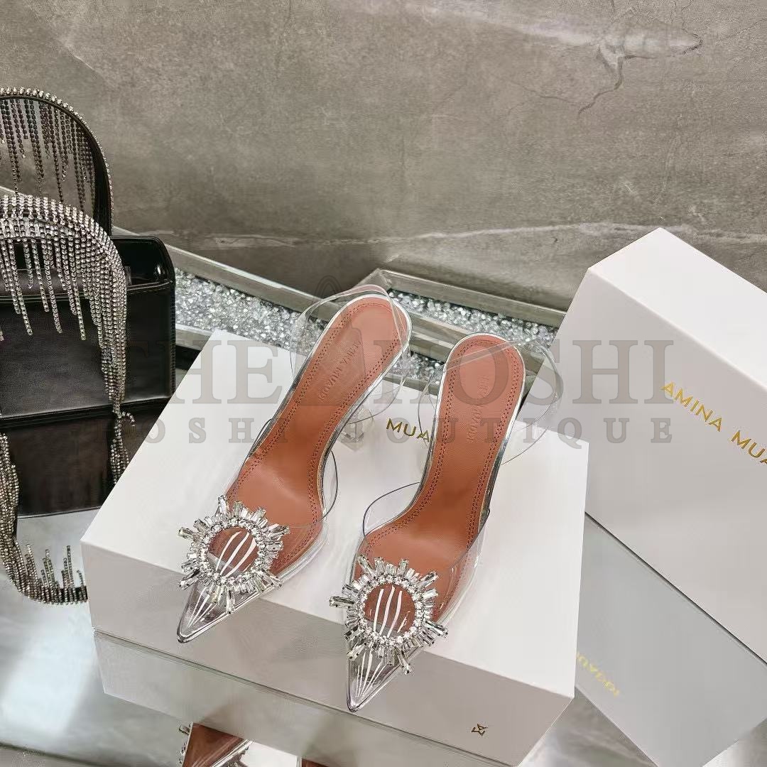 BalletCat PVC Crystal Embellished Irregular Heel High Heels Silver 9.5cm Master Quality