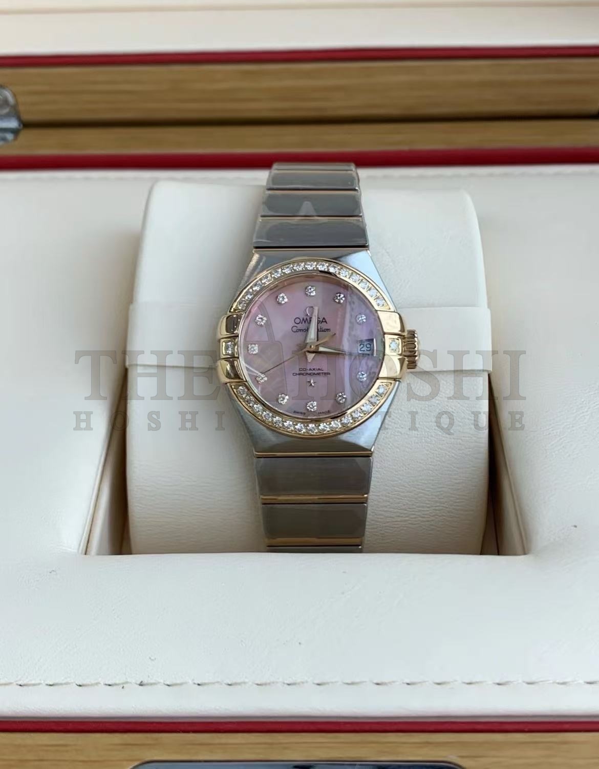 0me*ga Constellation Co-Axial Master Chronometer Automatic Watch 27mm Rose Gold & Stainless Steel D1am0nd Bezel Ladies Watch Master Quality